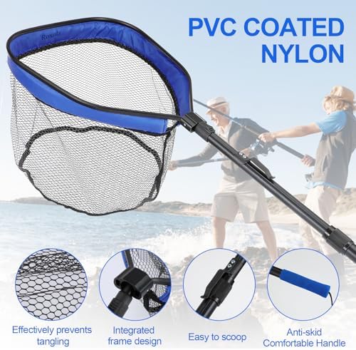 Floating Fishing Nets, Folding Nets for Easy Storage, Retractable Nets for Bass, Trout, Kayak and Boat Fishing, Easy Catch and Release Blue - Image 3